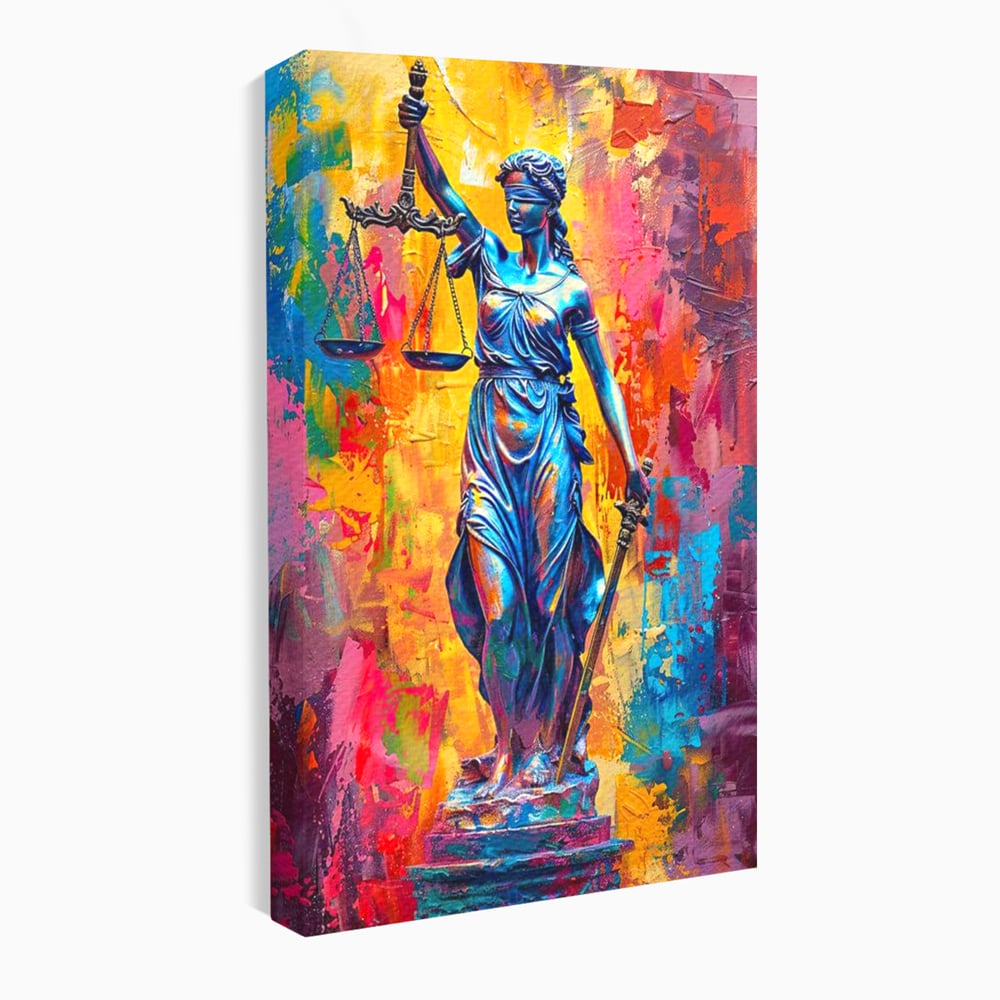 Tablou canvas cu tablou canvas cu zeita justitiei, fara rama, pe sasiu de lemn